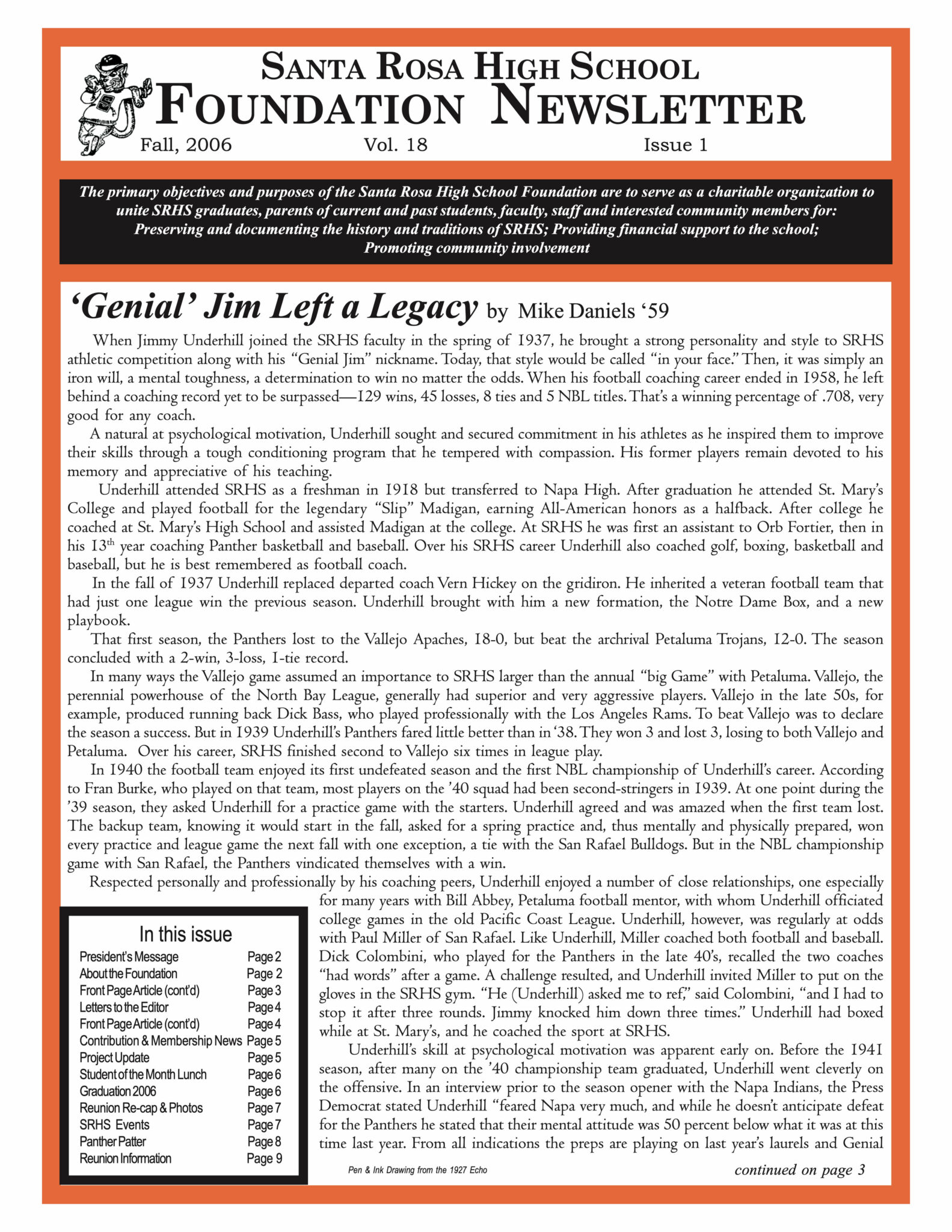 Newsletter front page - Fall 2006