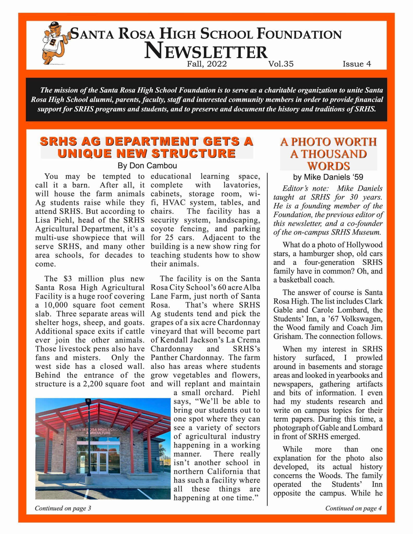 Newsletter front page - Fall 2022