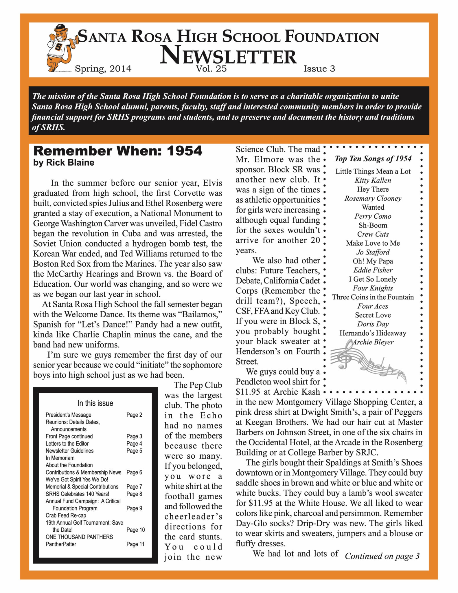 Newsletter front page - Spring 2014