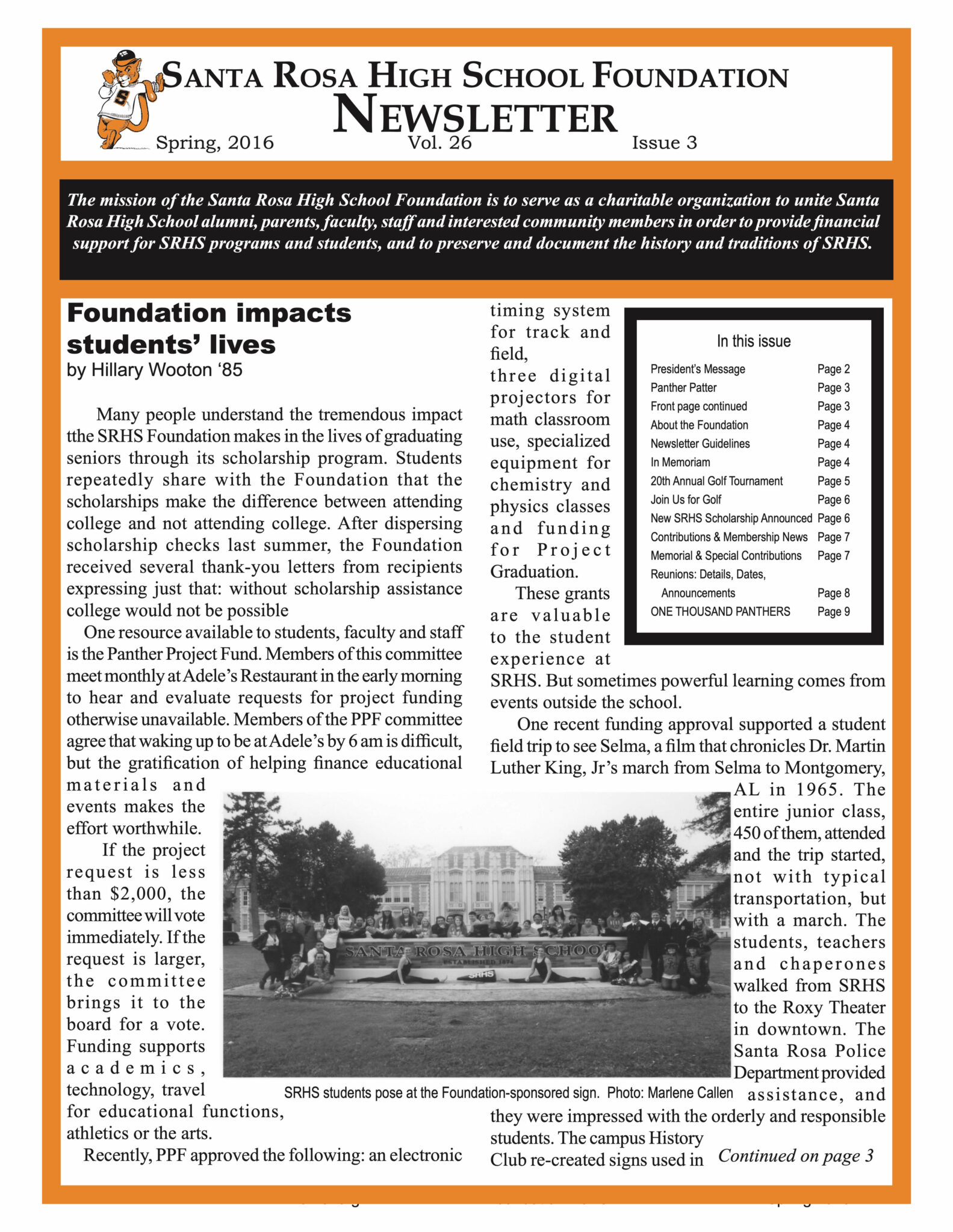 Newsletter front page - Spring 2016