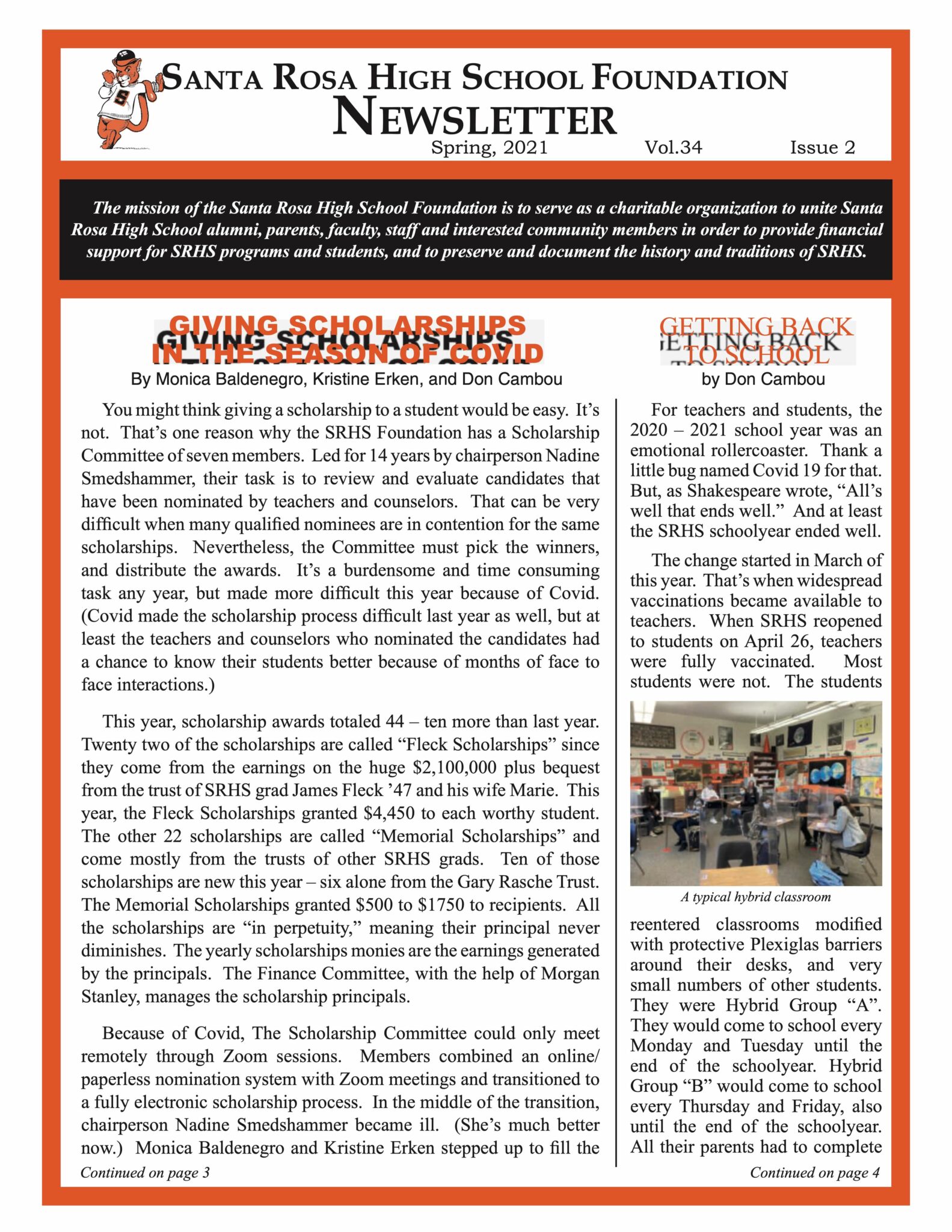 Newsletter front page - Spring 2021