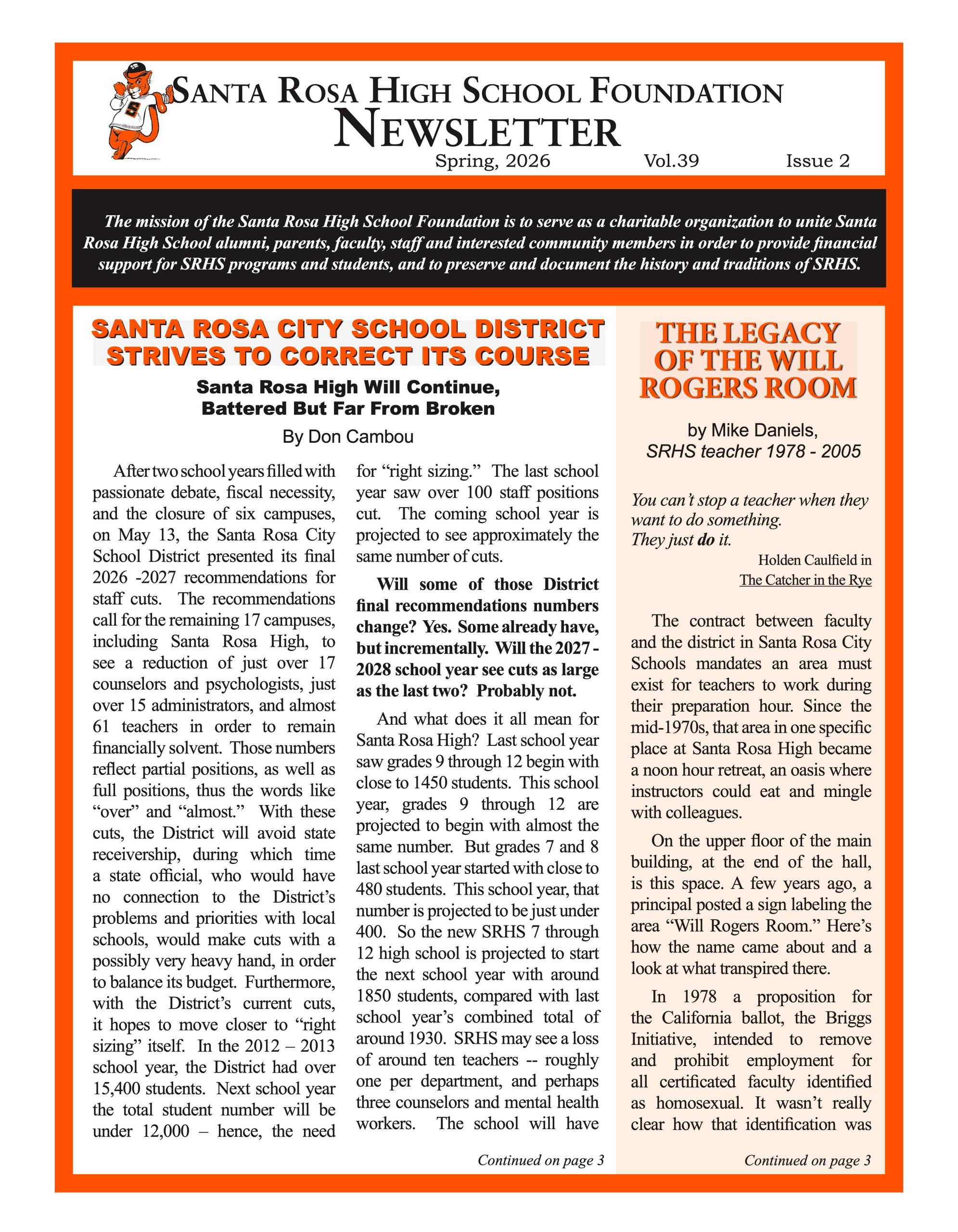 SRHSF Newsletter Spring 2026