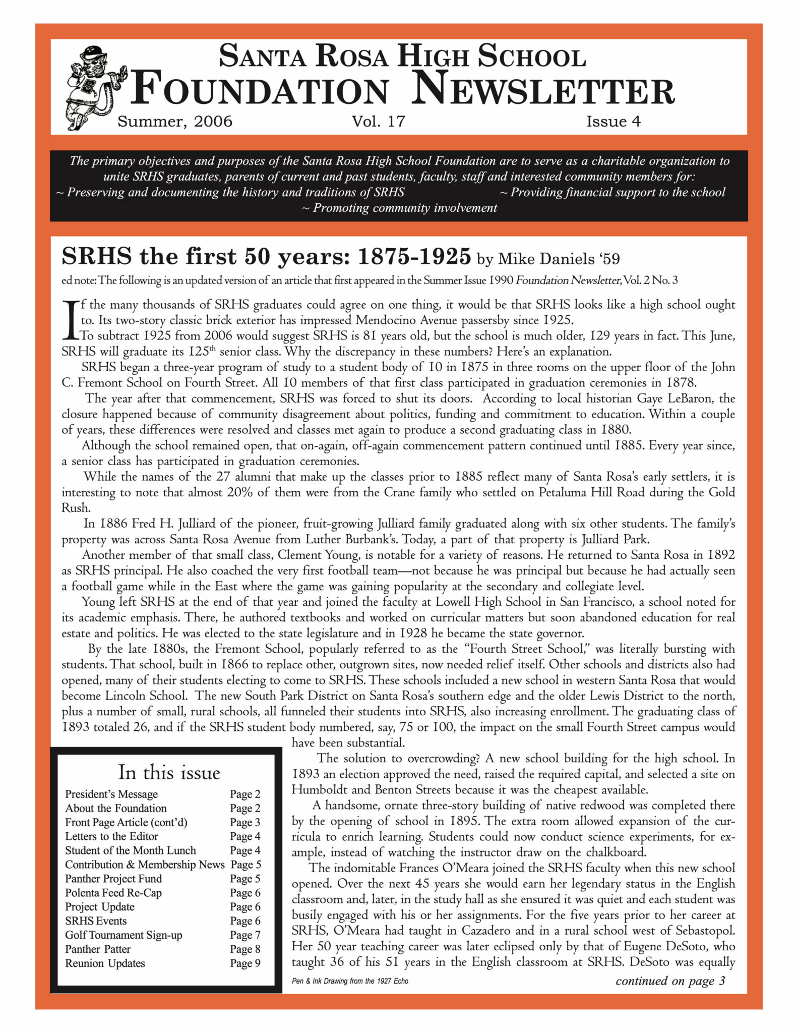 Newsletter front page - Summer 2006