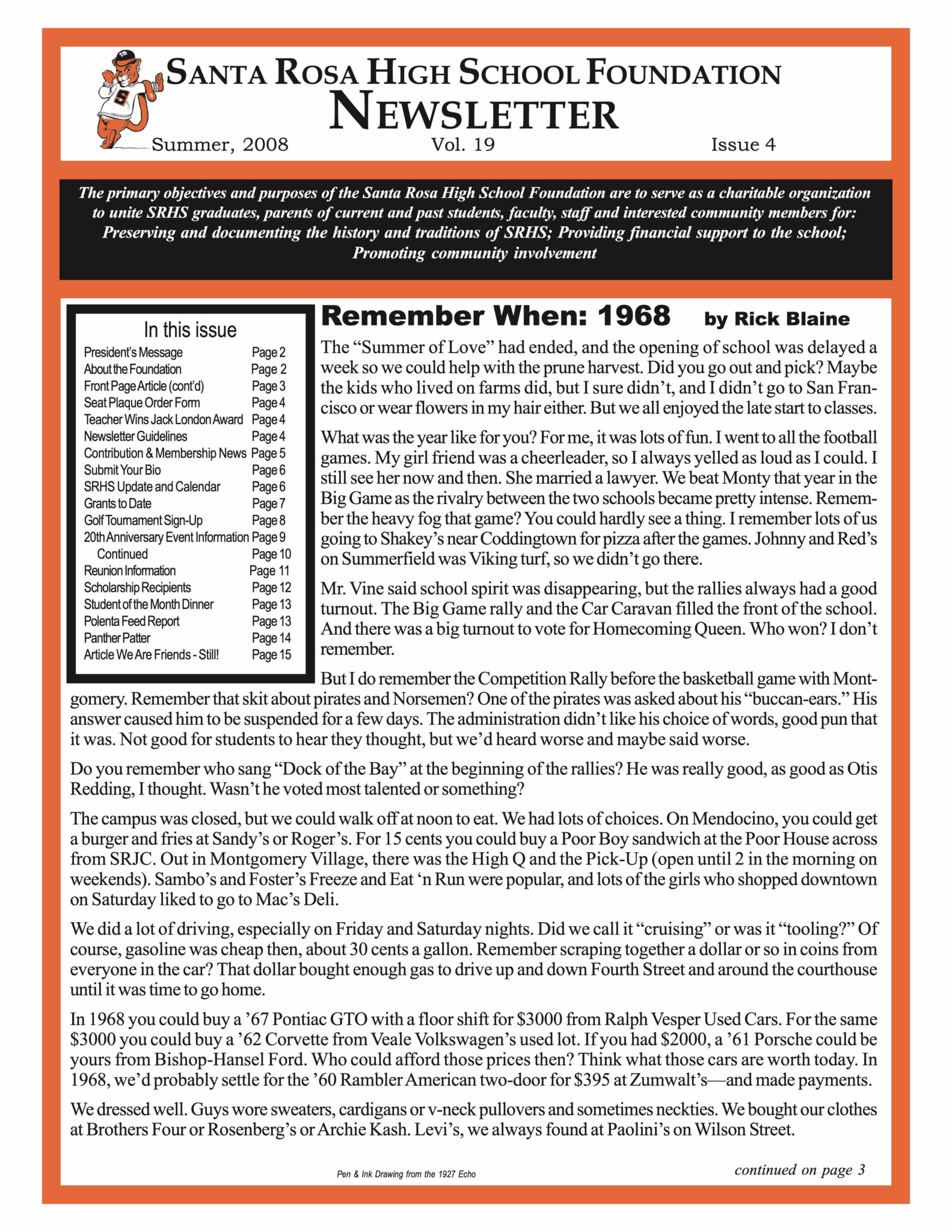 Newsletter front page - Summer 2008