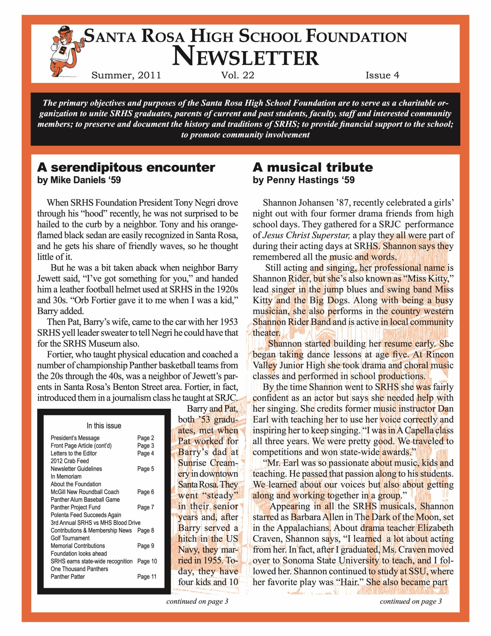 Newsletter front page - Summer 2011