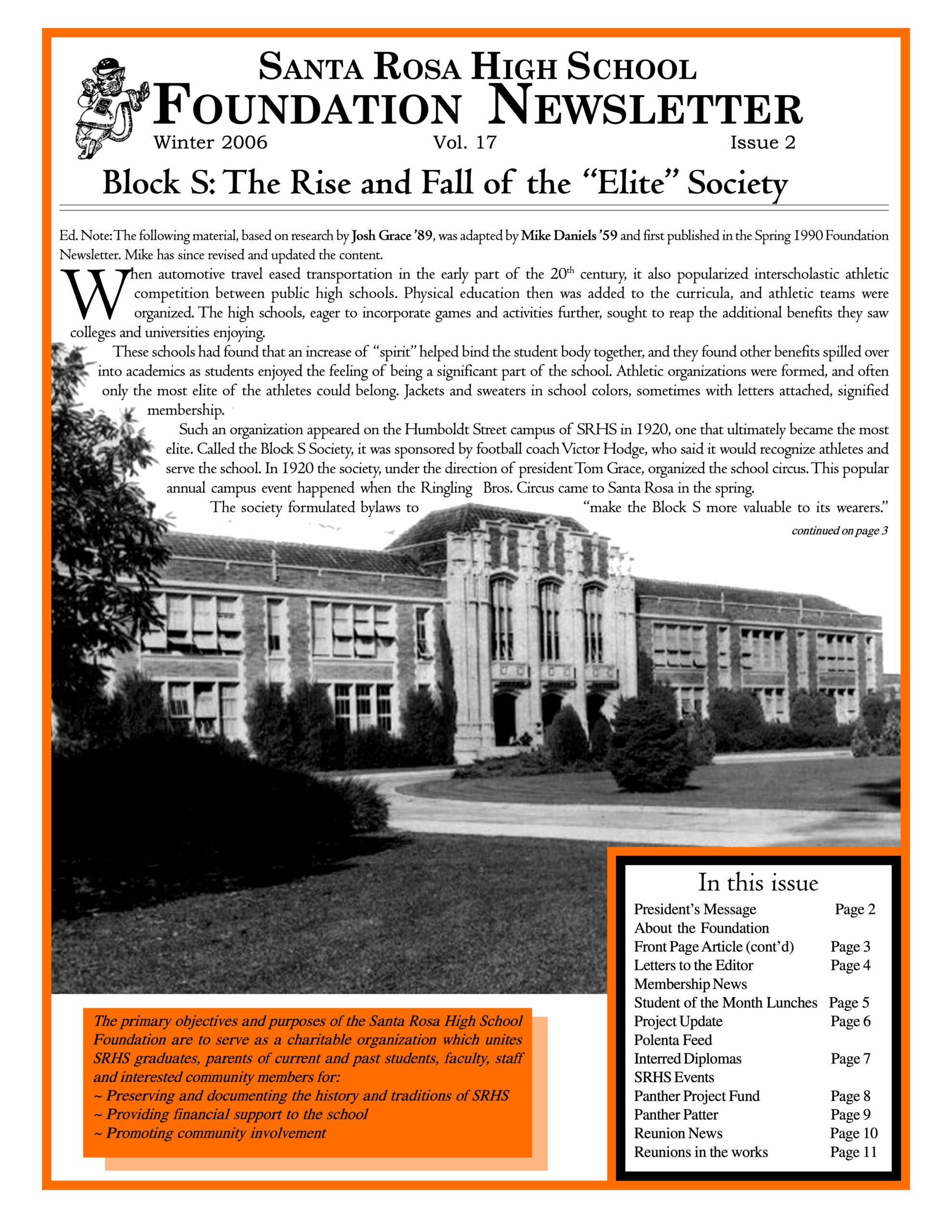 Newsletter front page - Winter 2006