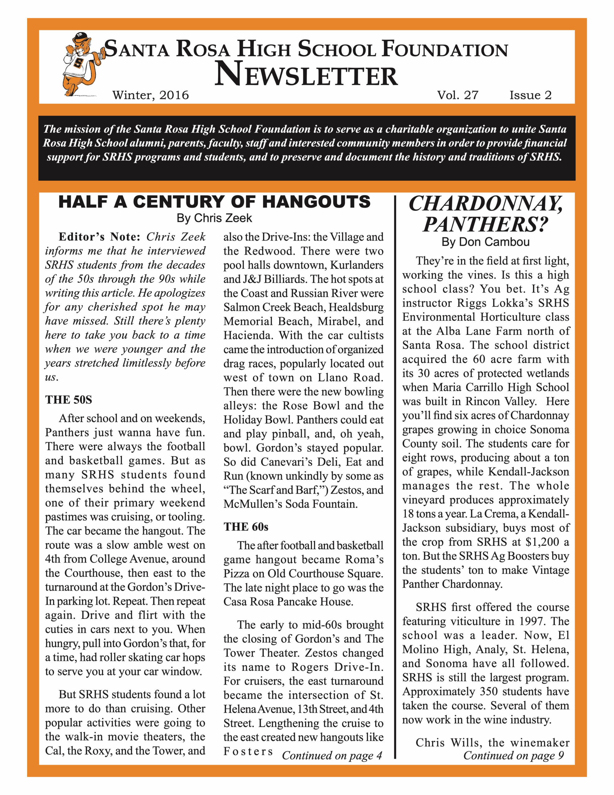 Newsletter front page - Winter 2016