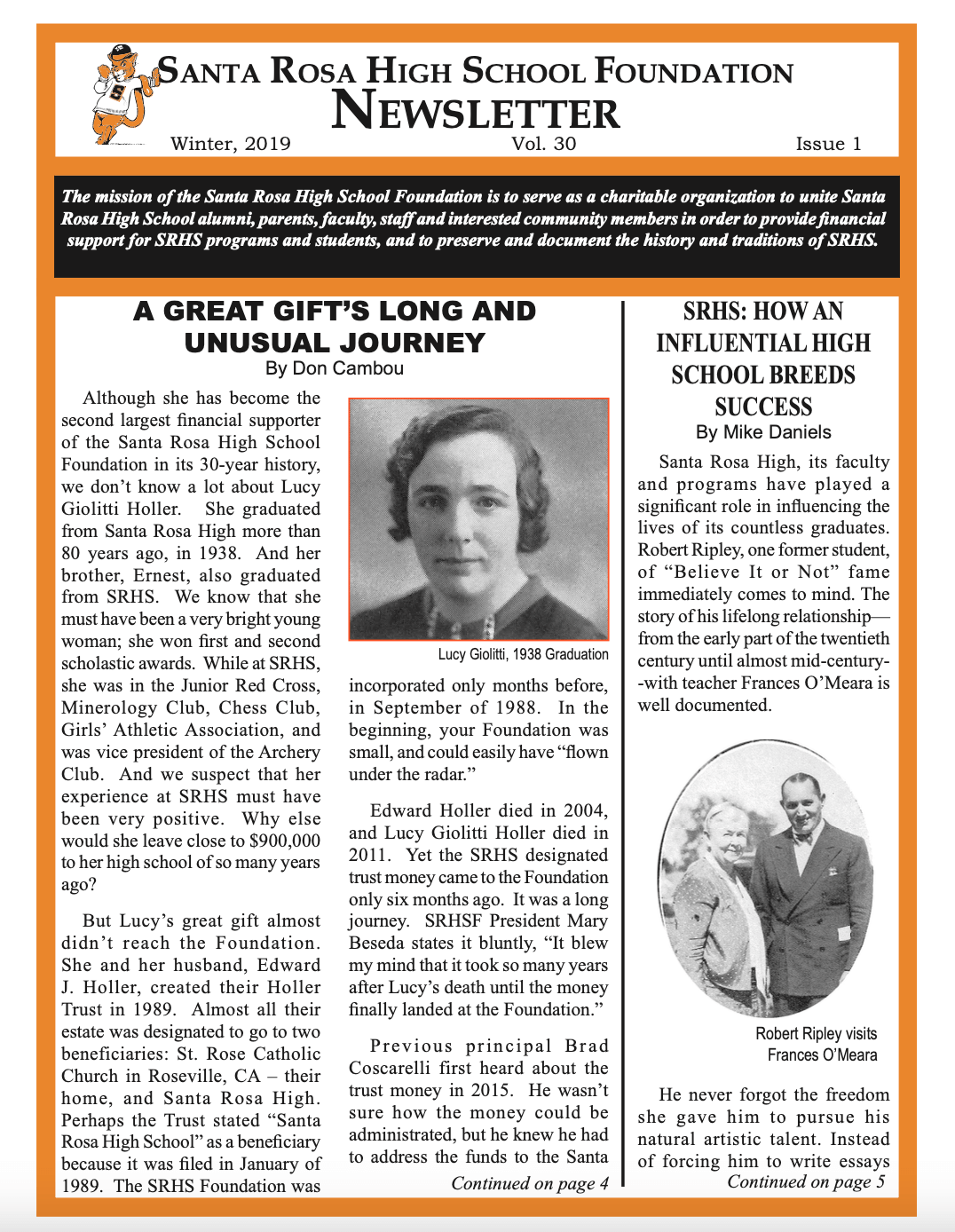 Newsletter front page - Winter 2019