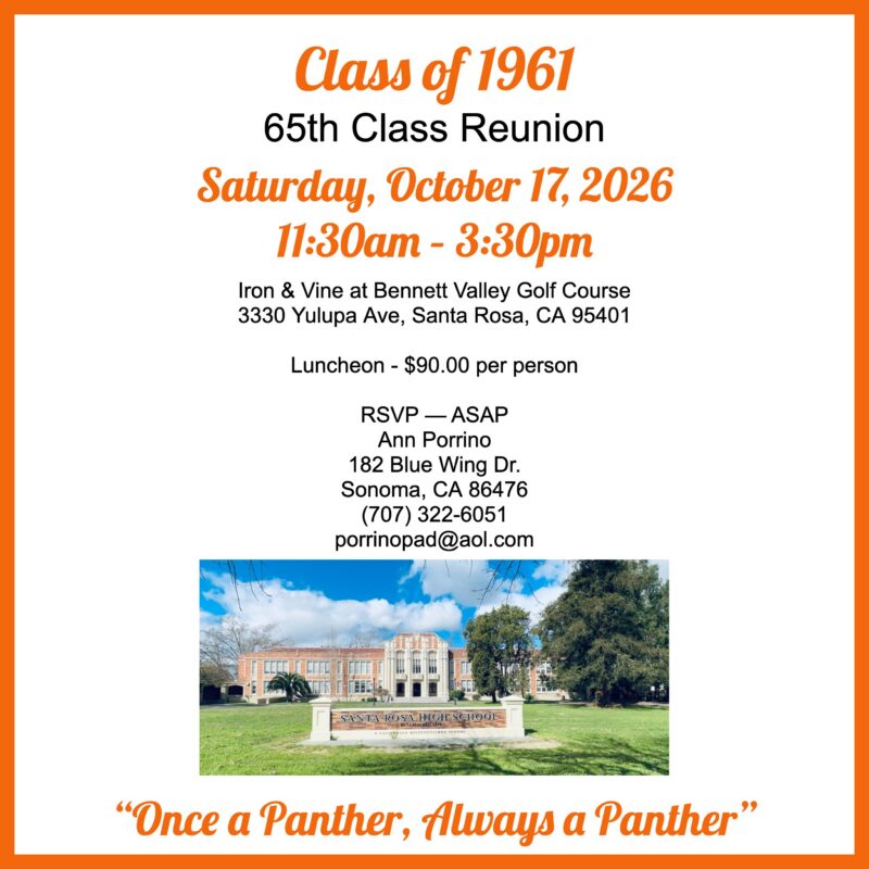 Class of 1961 65th reunion announcement