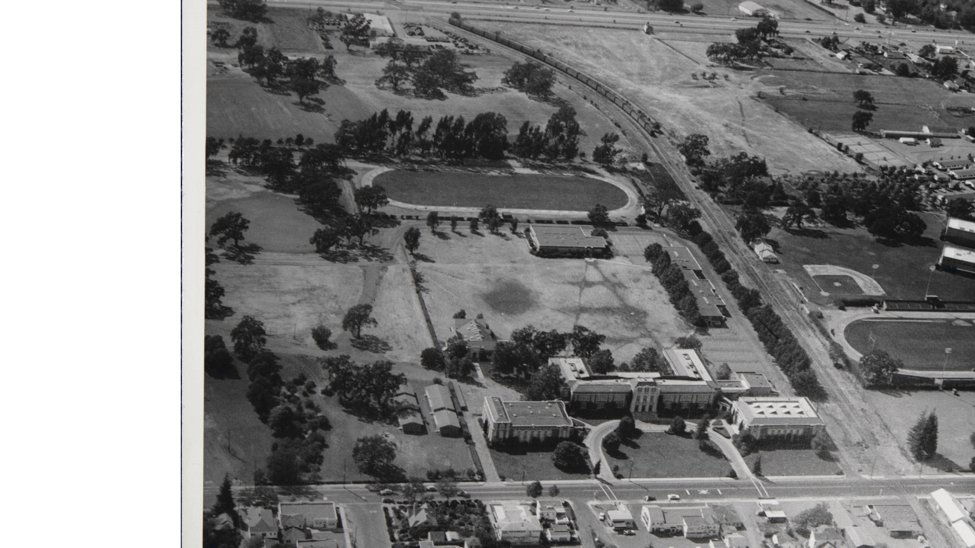 Aerial view of the school in 1955