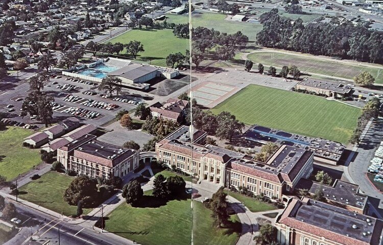 Aerial view of the school in 1964